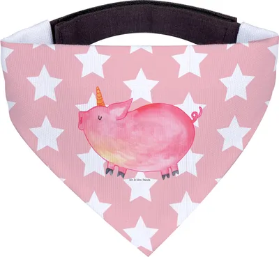 Produktbild von Mr. & Mrs. Panda Hundehalstuch Einhorn Schwein - Rot Pastell - Geschenk, Hunde Halstuch, Unicorn, Einhörner, English, Hund, Bauer, Tuch, Bandana für