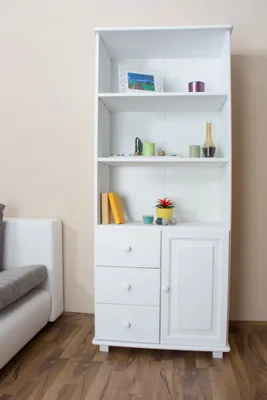 Produktbild von Bücherregal Kiefer massiv Vollholz weiß lackiert B002 - Abmessung 190 x 80 x 42 cm (H x B x T)