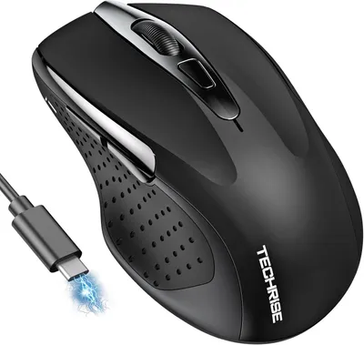 Produktbild von Bluetooth Maus, 2.4G Maus (BT 5.0/3.0 + 2.4G) 4800 DPI Wiederaufladbare Ergonomische Mouse mit USB-A Empfänger, 6 Stufen DPI für Laptops, Computer, PC