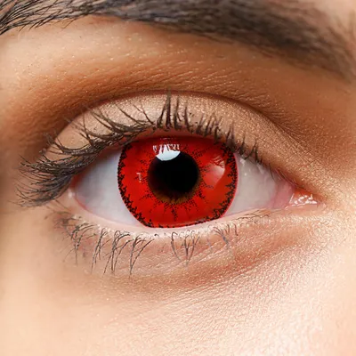 Produktbild von Charmiga farbige Kontaktlinsen rot ohne Stärke, Halloween, Devil Red, crazy Jahreslinsen