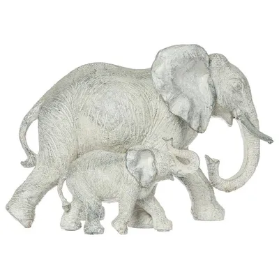 Produktbild von Statue 2 elefanten kenna h.15,5cm harz - Atmosphera créateur d'intérieur
