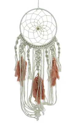 Produktbild von Boho Traumfänger Makramee Deko Wanddeko beige orange, 20 x 65 x 1 cm