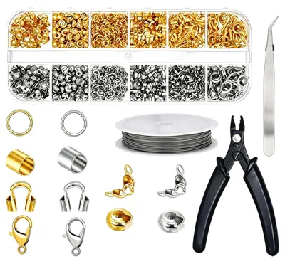 Schmuckherstellungsset 1200-teilig, gold/silber, mit Werkzeug