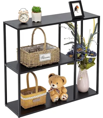 Produktbild von Konsolentisch mit 3 Ablagen aus Metall Schwarz 80x25x75cm