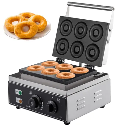 Image de Machine à beignets, puissance 1550 W, plage de température 50-300 °C, dimensions 30 cm x 34 cm x 24 cm, diamètre des beignets 7,6 cm, capacité 6 beignets