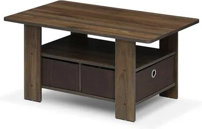 Produktbild von Salontafel mit 2 Schubladen, Holz, dunkelbraun, 48x48x39 cm