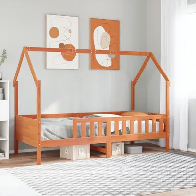 Obrázek produktu pro Maison Exclusive – dětská postýlka ve tvaru domečku, voskově hnědá, 90 x 190 cm, masivní borovice