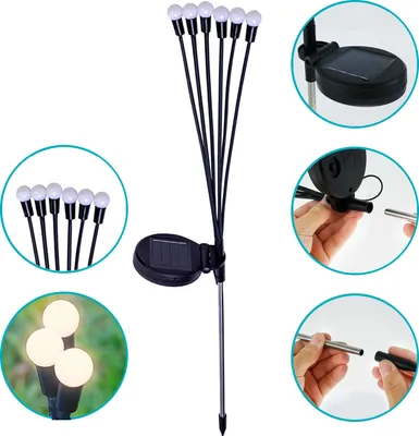 Produktbild von Forever Solarlampen mit 6 LEDs Erdspieß für Außen Garten, solarleuchten garten Solar Gartenleuchten Gartendeko Glühwürmchen Licht, Wasserdicht IP44