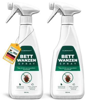 Produktbild von Silberkraft Anti Bettwanzen Spray zur effektiven Abwehr - Mittel gegen Bettwanzen - hochwirksam & labor - 2 x 500 ml