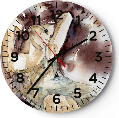 Produktbild von Wanduhr - Rund - Glasuhr - Frau Modell - 40x40cm - Schleichendes Uhrwerk - Lautlos - zum Aufhängen bereit - Dekoration Modern - Wanddekoration aus Glas - C4AR40x40-3552