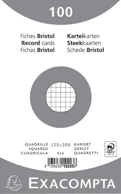 Produktbild von Exacompta 12x Karteikarten 125x200mm kariert 100 Stück eingeschweißt Weiß 10203E