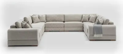 Produktbild von Ecksofa U-Form Grau Sofa Couch Luxus Design Möbel Wohnlandschaft Stoff