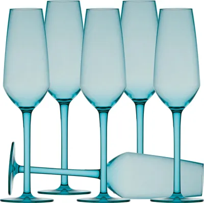 Produktbild von Sekt Champagner Glas Set 6 Stück, unzerbrechlich - Türkis