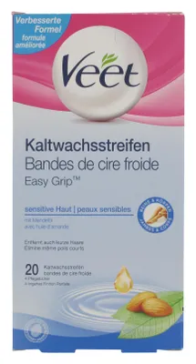 Produktbild von Veet Kaltwachsstreifen für sensible Haut mit Mandelöl 20 Streifen