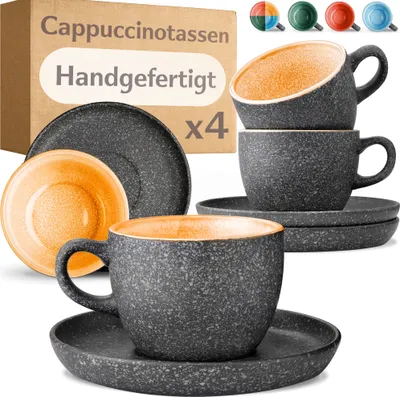 Produktbild von Cosumy Cappuccino Tassen mit Untertassen 4er Set gelb