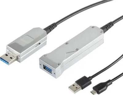 Produktbild von S/CONN maximum connectivity USB Verlängerung Optisch USB 3.0- USB 3.0 A Stecker auf USB 3.0 A + USB Micro B Buchse, 30,0m (30-35485)