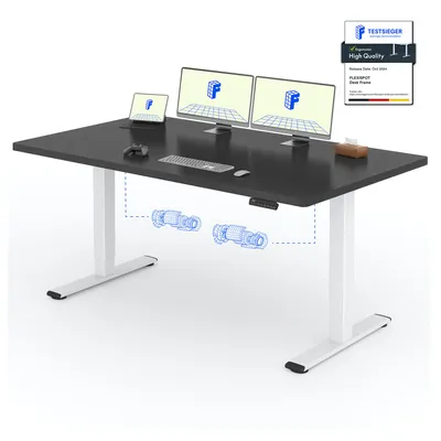Immagine prodotto di FLEXISPOT E1 Pro Scrivania regolabile elettricamente in altezza 180x80cm 25MM PIASTRA SINGOLA DESK Doppio motore 120KG capacità di carico 4 posizioni di memoria, nero