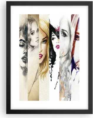 Produktbild von Gerahmtes Poster - Schwarzer Rahmen - Frauen Schönheit Dame Illustration - 30x40 cm - Wand Bild - Wanddeko - Wandbilder - Wandposter - Bilderrahmen - Bilder - Kunstdruck - Wandbild - P2BPA30x40-3012