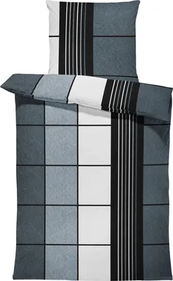 Produktbild von Winter Bettwäsche Thermo Fleece Kuschelig Warm Flausch Bettbezüge Bettwäsche-Set, Größe:2 teilig 155x220 cm, Farbe:Kariert grau schwarz
