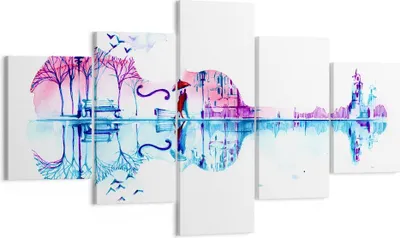 Produktbild von Bild auf Leinwand - Leinwandbild - Violine Walk regen Aktivitäten - 125x70cm - Wand Bild - Wanddeko - Leinwanddruck - Bilder - Kunstdruck - Wanddekoration - Leinwand bilder - Wandkunst - EA125x70-3077