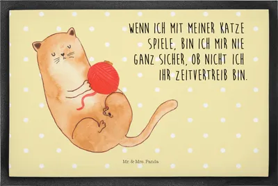 Produktbild von Mr. & Mrs. Panda Schmutzmatte Katze Wolle 50 x 75 cm - Gelb Pastell - Geschenk, Spielen, fußmatte, Fußabstreifer, Haha, Eingangsteppich, Mieze, Fussmatte, Cats, Katzen