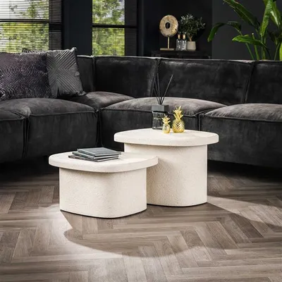 Produktbild von Hoyz-Kollektion – Couchtisch 2er-Set – Stone Organic – Marmor-Verbundwerkstoff