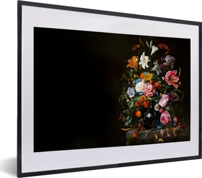 Produktbild von MuchoWow® Gerahmtes Poster Alte Meister - Kunst - Vase mit Blumen - Jan Davidsz de Heem 40x30 cm - Poster mit Schwarzem Bilderrahmen Wandposter Rahmen Foto Bilder - Bilderrahmen - Poster im Rahmen