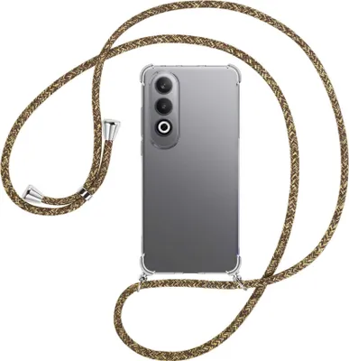 Produktbild von Handykette Backcover-Schutzhülle mit Band (Metall silberfarben) für OnePlus Nord CE4 5G - braun+beige