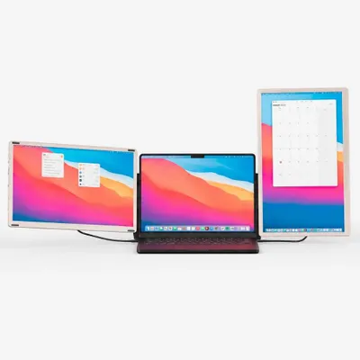 Produktbild von Alpha Pro 15,6 Zoll Triple Screen Portable Monitor, tragbare Laptop-Bildschirmerweiterung mit 2 Zusatzdisplays und klappbarem Ständer