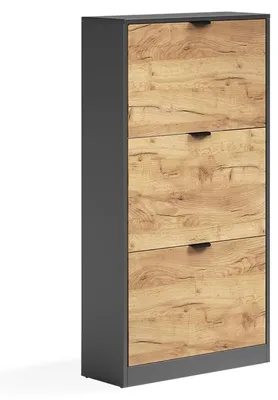 Immagine prodotto di Scarpiera da ingresso Vicco Gizmo Rovere dorato/Antracite 59 x 112 cm con 3 scomparti, Model 59628