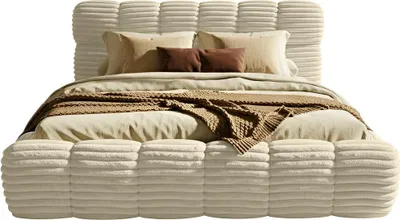 Produktbild von FEDVE Polsterbett Wea mit Cordbezug 140x200 cm, Beige