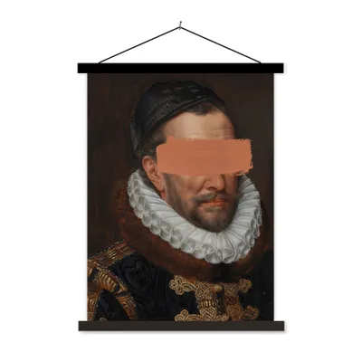 Produktbild von MuchoWow® Textilposter Wilhelm von Oranien - Adriaen Thomasz - Gemälde 60x80 cm mit schwarzem Rahmen - Plakathalter