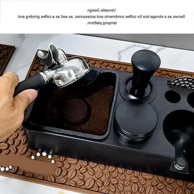 Multifunktionale Tamperstation für Kaffee - Tamperhalter und Portafilterständer für Zuhause, Küche und Café, Schwarz