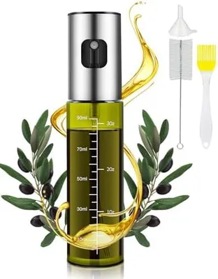 Produktbild von Ölsprüher für Speiseöl, UV- Schutz Sprühflasche Öl, Glas Öl Zerstäuber Küche Ölsprühflasche Heißluftfritteuse,Oil Sprayer mit Skala & Trichter, Ölspray für ÖI & Essig 100% BPA frei