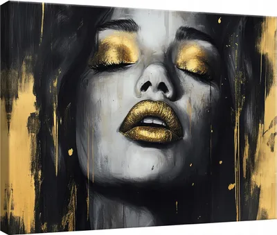 Produktbild von Leinwand Bilder Wandbilder 100x75 cm XXL Modern Leinwandbild Leinwandbilder Abstrakt Frau Schwarz