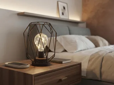 Produktbild von Kleine LED Industrial Tischlampe kabellos mit Batterieberieb, Rostoptik H: 21cm