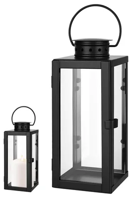 Metall-Lantaarn, schwarz, 24 cm, wetterbeständig, für drinnen & draußen