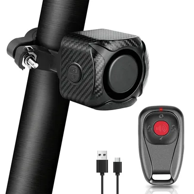 Produktbild von Fahrrad Alarmanlage mit Fernbedienung, 113dB Vibrationsalarm Diebstahlschutz für E-Bike, Fahrrad und Motorrad, USB-C Ladegerät
