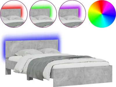 Obrázek produktu pro vidaXL Rám postele s čelem s LED osvětlením betonově šedý 120x200 cm