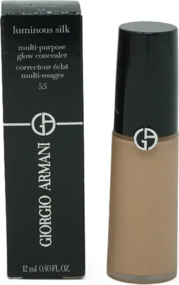A product shot of a Giorgio Armani Luminous Silk concealer and its packaging.