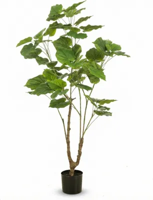Produktbild von Ficus Schirmbaum Kunstpflanze 125cm – Große künstliche Zimmerpflanze mit Stamm – Realistische Deko Pflanze für Wohnzimmer Büro & Restaurant