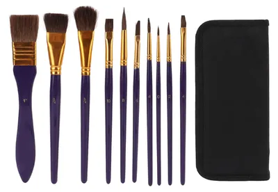 Produktbild von 10 Stück Pinsel Stift Nylonwolle mit Aufbewahrungstasche für Acryl-Aquarell