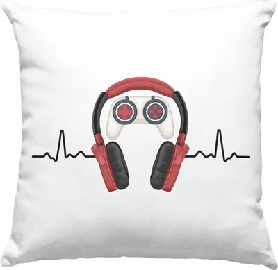 Produktbild von Trendation - Gamer Deko-Kissen mit Füllung 40x40 Geschenk Herzschlag Zocker Geschenkidee Jungs Jungen Mitbringsel (Grau)