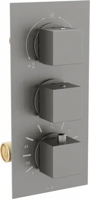 Produktbild von Mexen Cube Thermostat-Wannen-/Duschbatterie mit 3 Ausgängen, Graphit - 77503-66