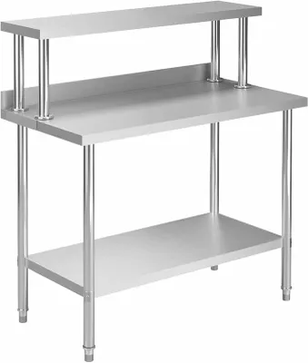 Produktbild von Küchen-Arbeitstisch mit Aufsatzboard, Edelstahltisch, Grilltisch Edelstahl, Teewagen, Küchentisch, Gewerbliche Küchenarbeitsbank, 120×60×120 cm Edelstahl