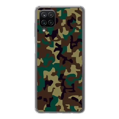 Produktbild von MuchoWow® Handyhülle Schutzhülle Hülle für Samsung Galaxy A12 Camouflage-Muster mit dunklen Farben Silikon Softcase Handy Hülle - Bild