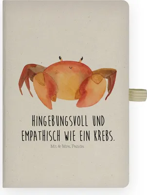Produktbild von Mr. & Mrs. Panda notizbuch Sternzeichen Krebs - Transparent - Geschenk, Skizzenbuch, Krebse, Krabbe, Journal, Kladde, Meer, Adressbuch, Tagebuch, Geburtstag Juni