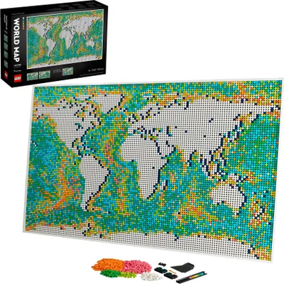 Produktbild von LEGO 31203 Art Weltkarte, Hausdekoration, Set Für Erwachsene, DIY-Poster zum Sammeln, Wandbild, Geschenkidee