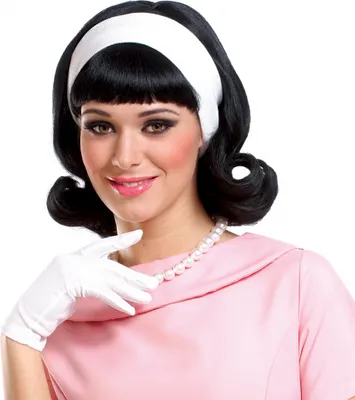 Produktbild von 50s Perücke Schwarz mit Haarband als Retro Wig