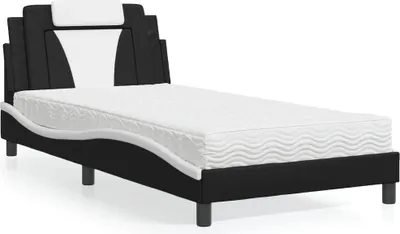 Produktbild von vidaXL Bett "Viana" mit Matratze Schwarz und Weiß 100x200 cm Kunstleder